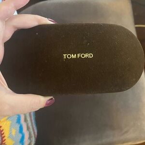 Tom Ford Brown Velvet Sunglasses Case with Gold Logo